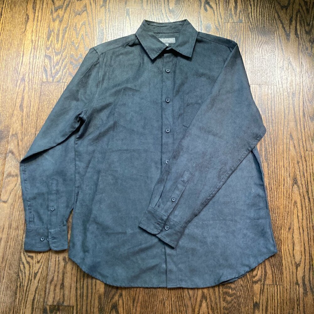 Denver HayeS Classic for Mens suede  dress shirt. size M/ CHARCOAL